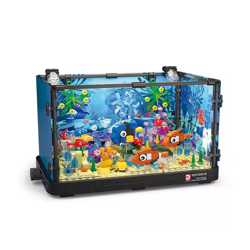 725 PCS Aquarium Building Block Toys Ocean Jellyfish Fish Building Brick Set with Light - Image 5