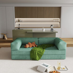 4-in-1 Floor Foldable Sofa Couch Convertible Folding Chair Bed Mattress Fold Out Comfy Lounge with L-Shaped Armrests