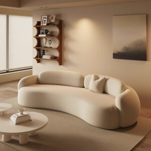 Curved Special-Shaped Cream Modular Sofa Set Small Apartment Clothing Store Beauty Salon Office Rest Area Wood Sponge Hotels